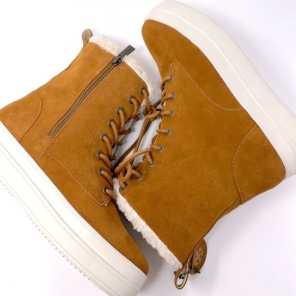 J/SLIDES Torrie Cognac Waterproof Suede Hi Top - Picture 7 of 16